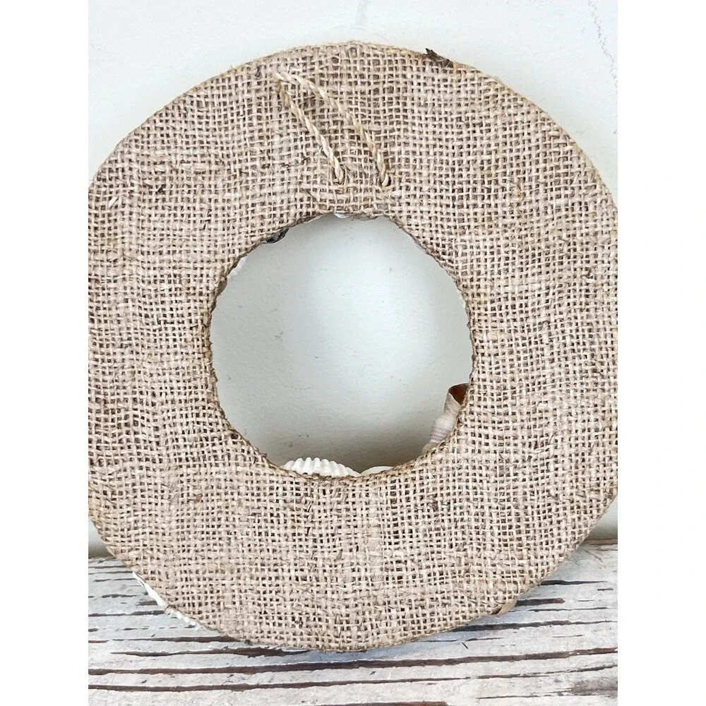 Vintage Nautical Hand Made Sea Shell Art Circular Wreath Frame 9” / Beach Home